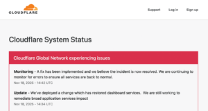 Cloudflare wieder erreichbar